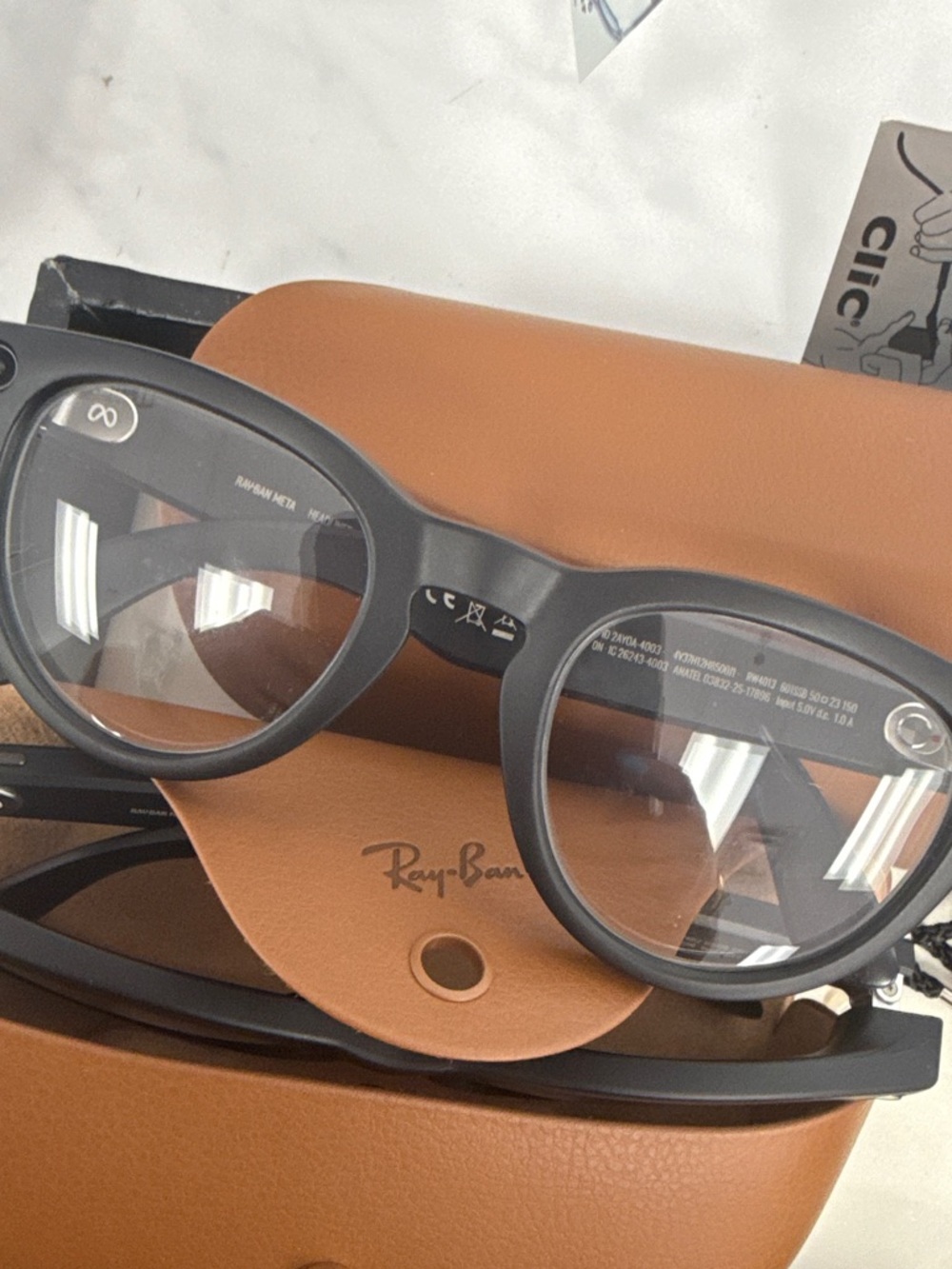 Ray-Ban Black Round Frames with Tan Case